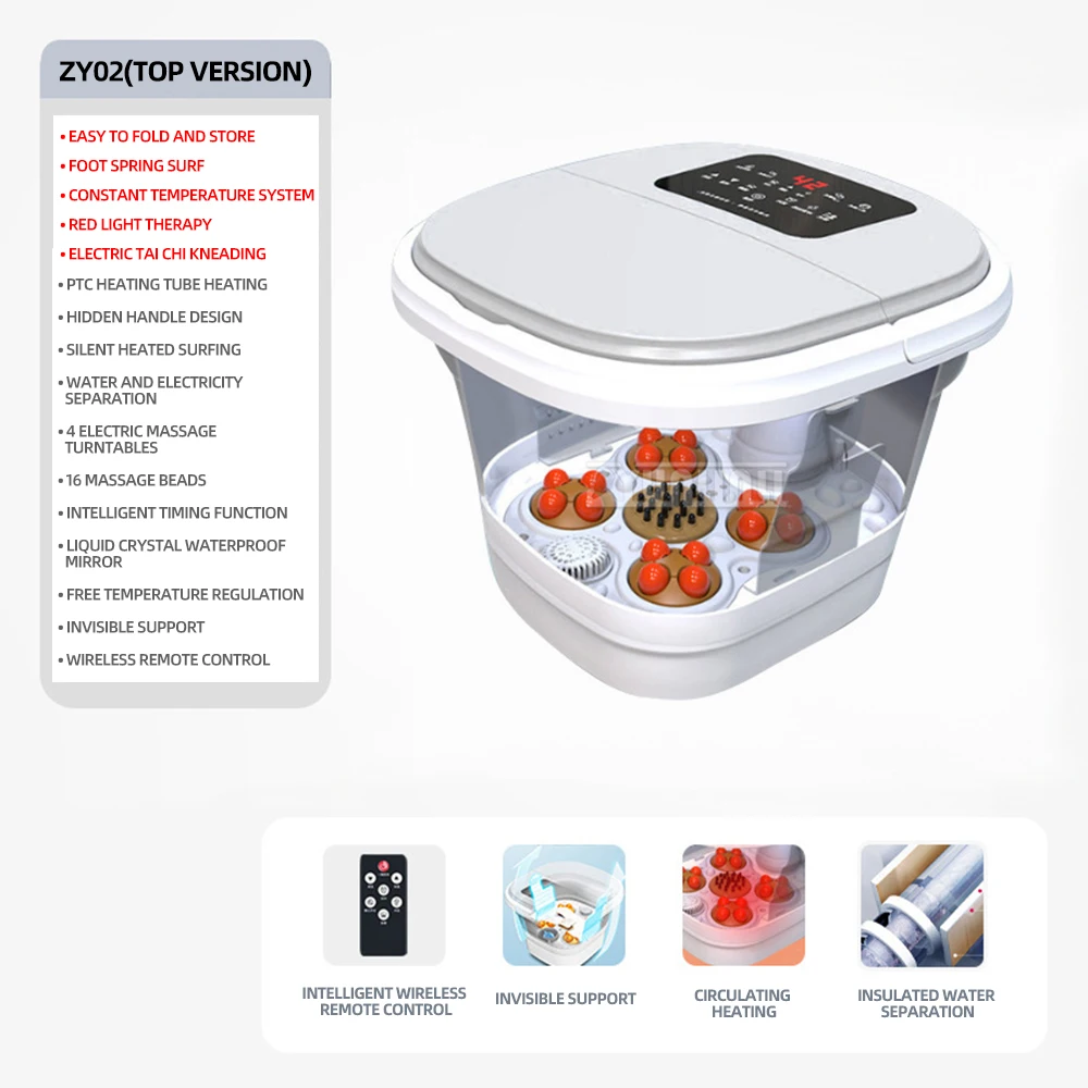 Folding Foot Bath Tub Electric Household Automatic Massage Foot Bath Tub Deep Heating Portable