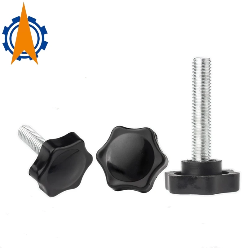 

M4 M5 M6 M8 M10 304 Star Shape Thread Clamping Handle Bolt Bakelite Hand Knob Tightening Screw Industry Equipment Plastic Steel