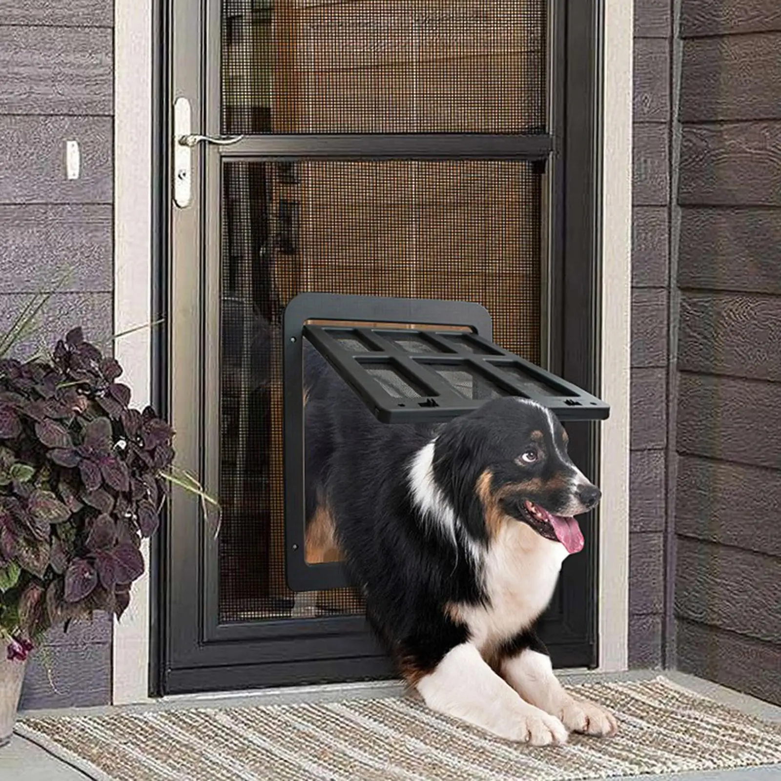 Dog Cat Flap Door for with 4 Way Locking Kitten Puppy Window Gate Security Door Pet Supplies