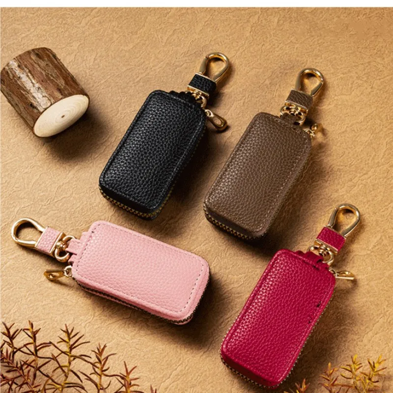 

PU Leather Car Key Holder Bag House Keychain Key Protector Cover Men Women Mini Car Key Organizer Case Zipper Coin Purse Pouch