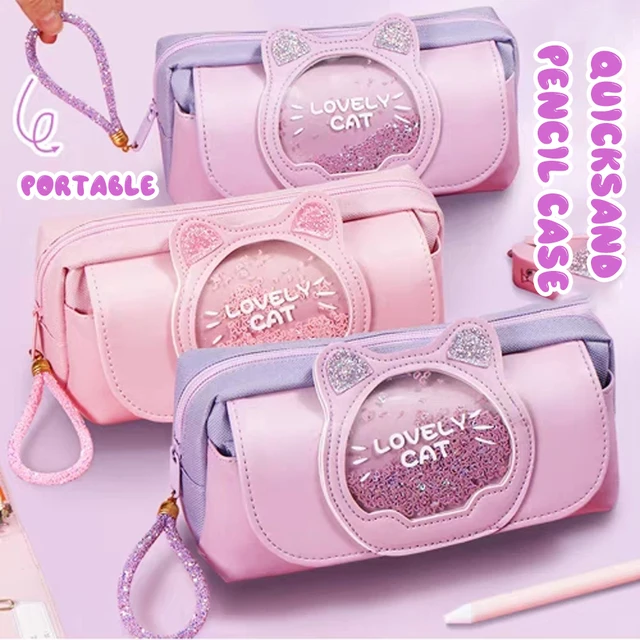 Astuccio per matite Kawaii Quicksand Astuccio per penne multifunzionale di grande capacità Borsa portaoggetti carina Forniture per ufficio scolastico di cancelleria 1