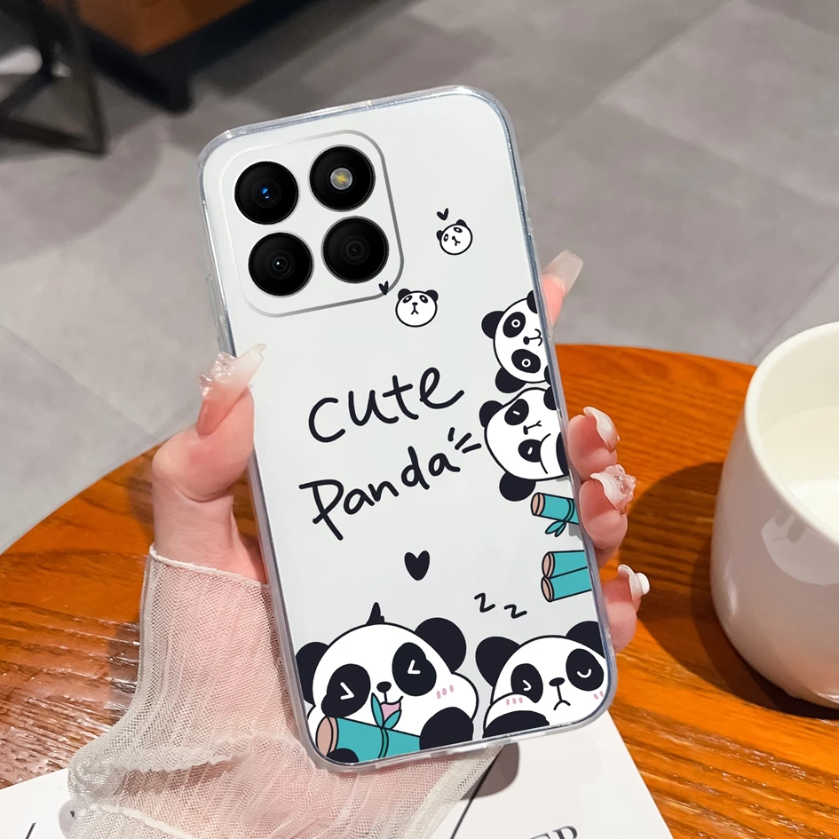 Clear TPU Silicone Soft Protective Case with Pretty Butterfly Bear Design for 6.75-Inch Smartphones