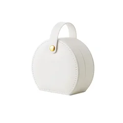 Compact Leather Travel Jewelry Organizer and Display Case (WHITE)