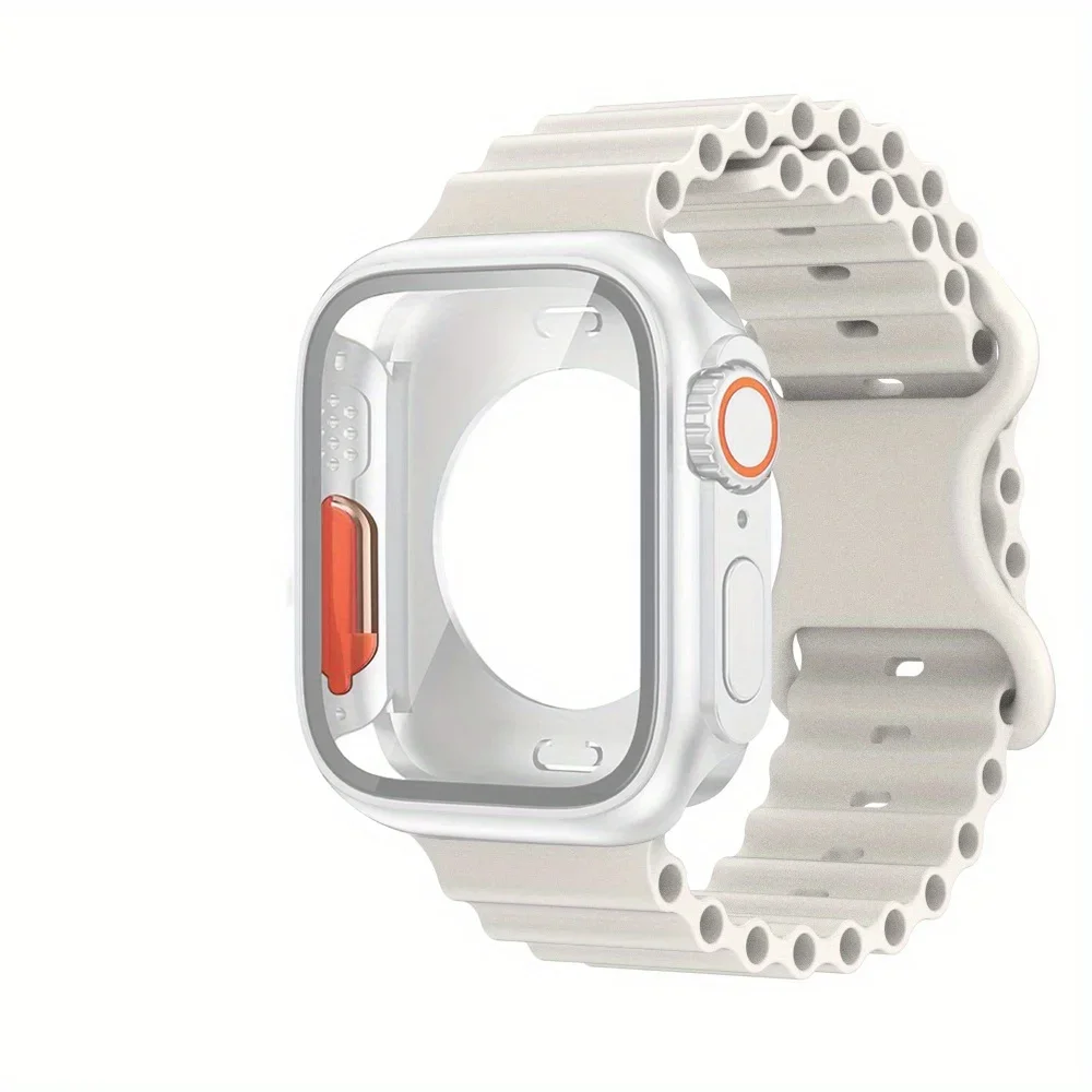 Premium Glass Case and Strap Set for Apple Watch with Screen Protection