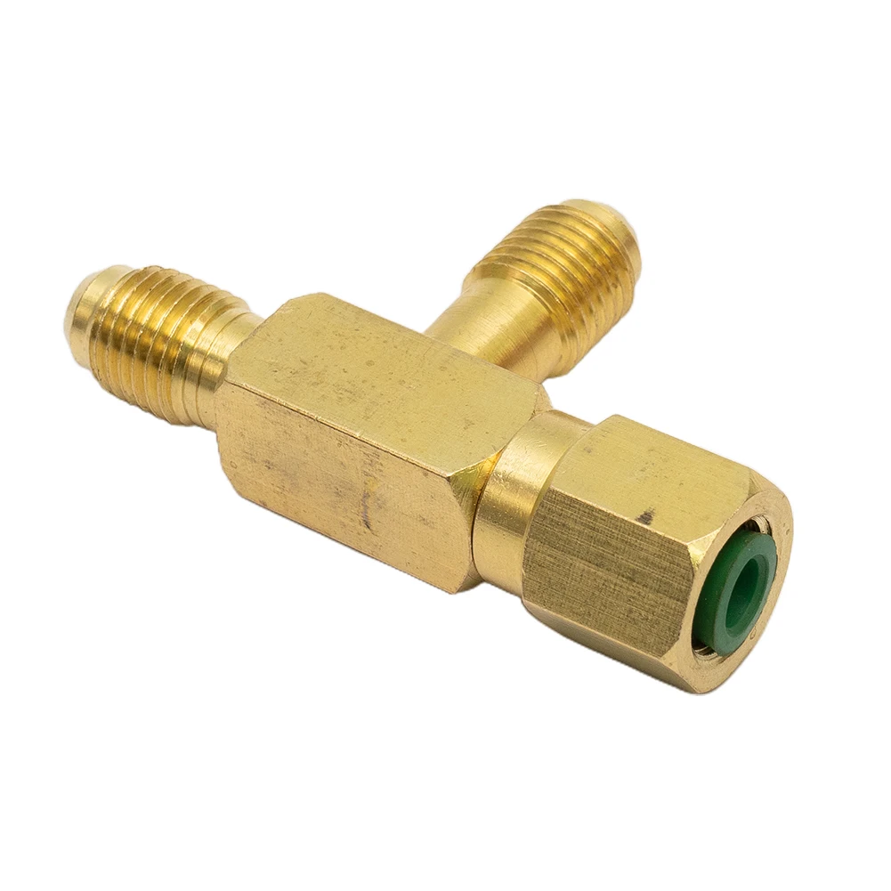 

High Quality T Type Adapter T-shaped Add Gauge Deep Vacuum Manifold Tee Adapter With Rotary Connector 1/4X1/4X1/4"