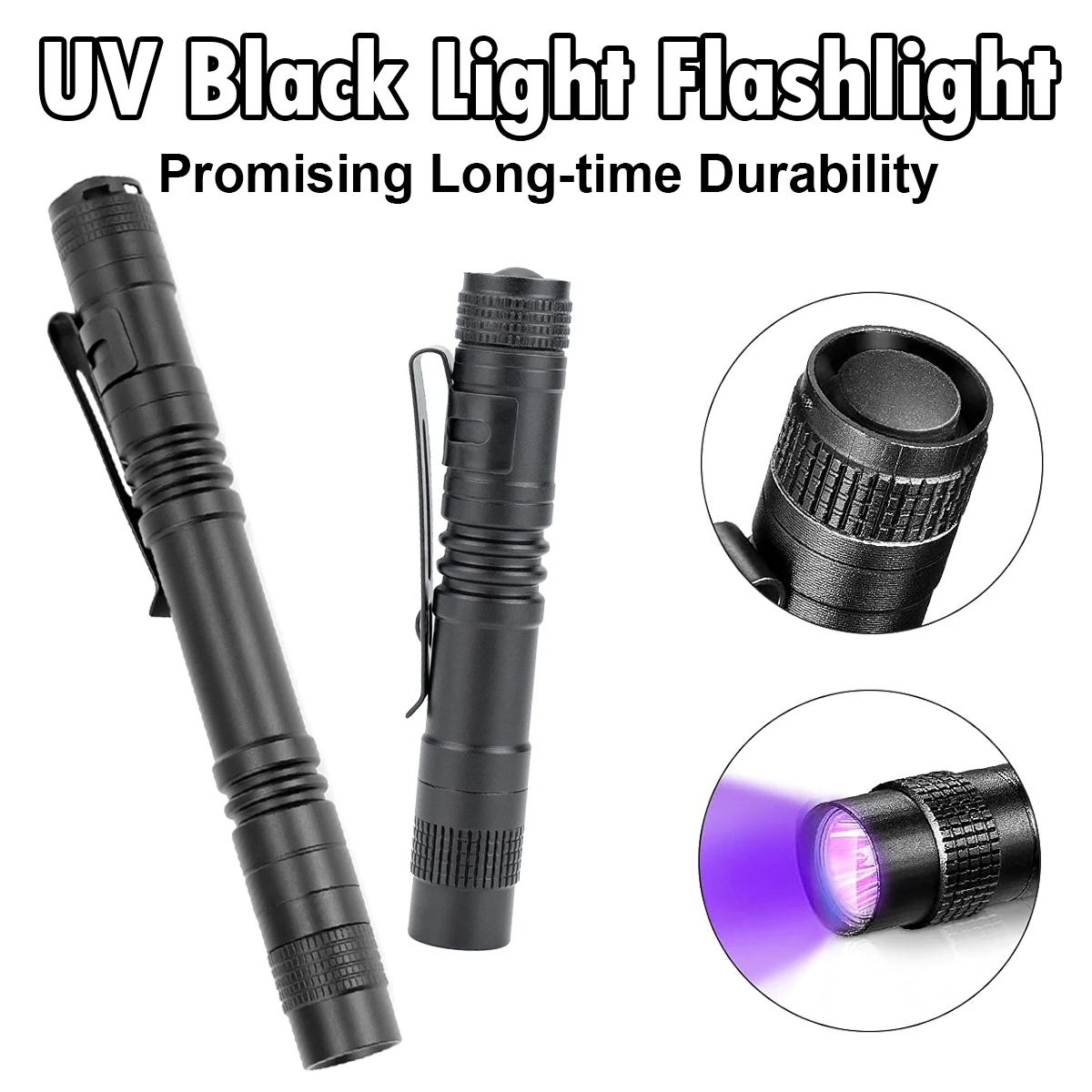 Uv Flashlight 365nm Ultraviolet Torch With Pen Clip Portable Light Manual Flashlights Torches 395nm Scorpion Detection Lamp Mini
