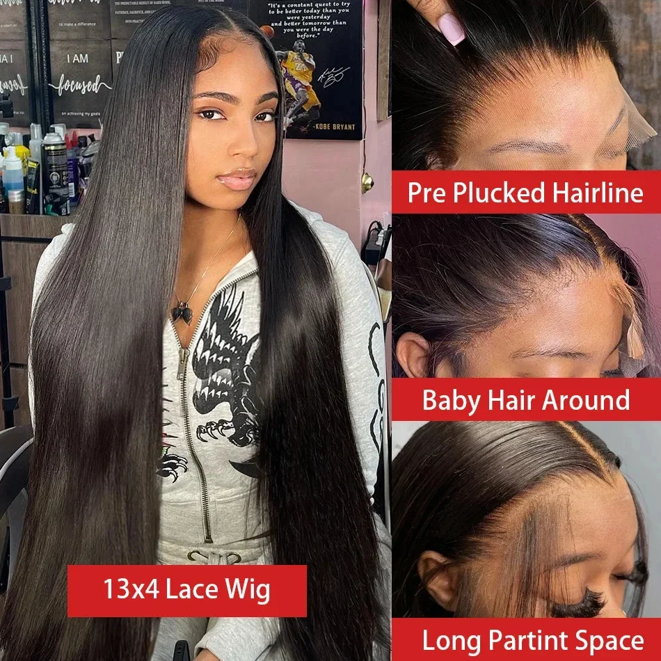 Human Hair Wig 32 36 Inch 13x4 13x6 HD Transparent Straight HD Lace Front 200% Density Brazilian Frontal for Women
