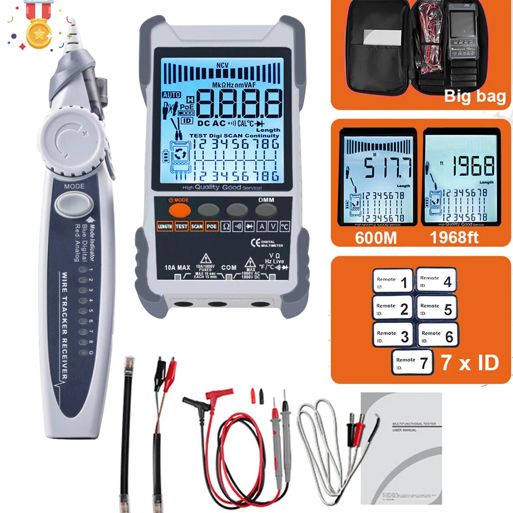 ET618PRO 2 In 1 Network Cable Tester POE Test Cable Short Open Circuit ...