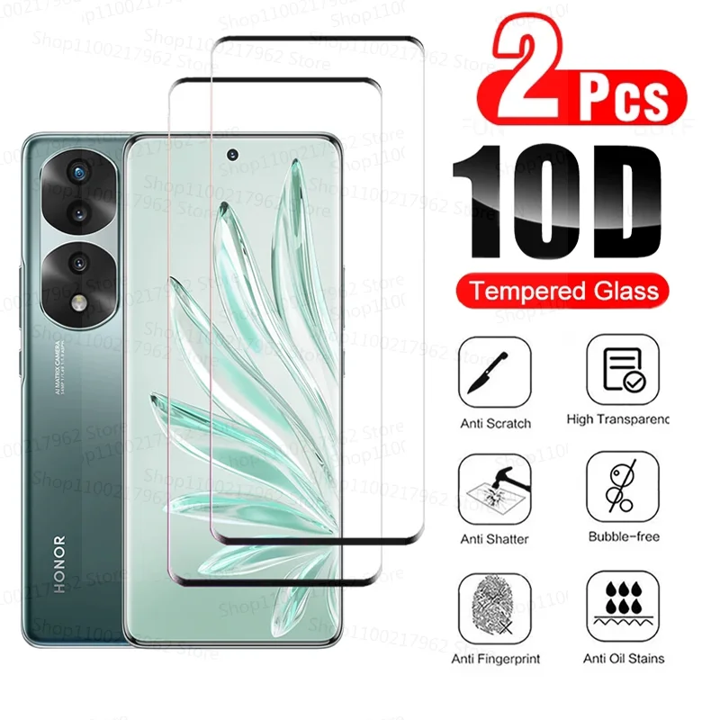 

2Pcs 3D Curved Full Coverage Tempered Glass for Honor 70 Pro+ Screen Protector on Honor 70 Film Glass