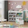 Toy Storage Organizer, Toys Bookshelf with 10 Fabric Bins and Movable Toy Chest, Toys Storage Cabinet for Playroom, Nursery 4