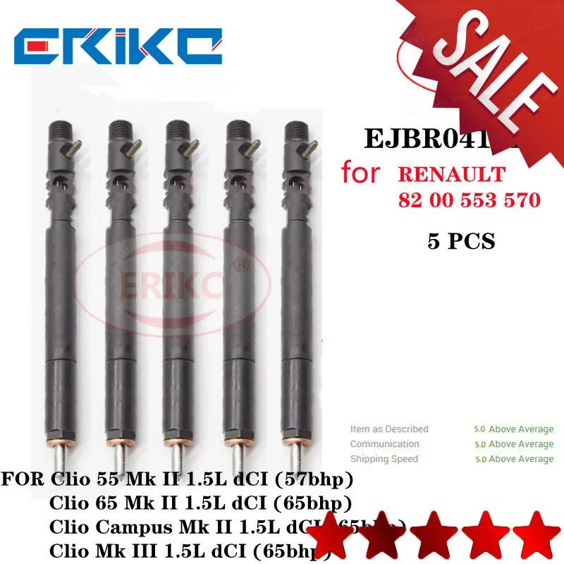 

Топливный инжектор EJBR04101D EJBR 041, 5 шт., для RENAULT 82 00 553 570, для Clio 55 Mk II л dCI (57bhp)