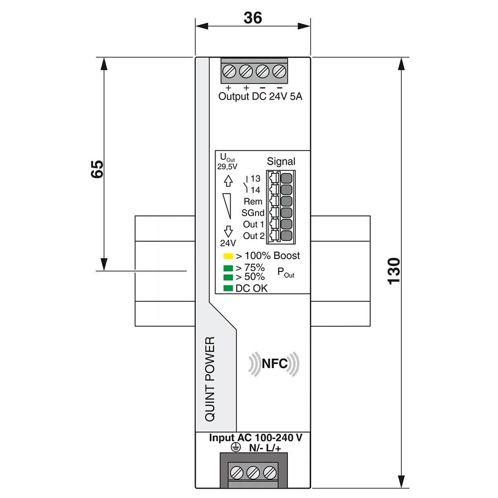 For Phoenix 2904600 QUINT4-PS/1AC/24DC/5 QUINT POWER Power Supply Output 24VDC/5A 5 For Phoenix 2904600 QUINT4-PS/1AC/24DC/5 QUINT POWER Power Supply Output 24VDC/5A - Image 3