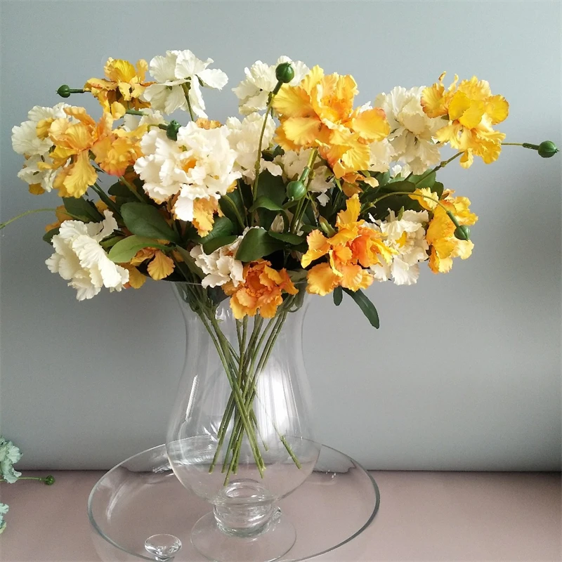 

4-Head Hibiscus Chrysanthemum Mix Home Living Room Dining Table Vase Decoration Wedding Photography Props Simulation Flowers