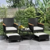 5 PCS Patio Furniture Set with Table & Garden Chairs Patio Set Bistro Wicker Patio Set (5PC - 2 Chair + 2 Ottoman + 1 Table) 1