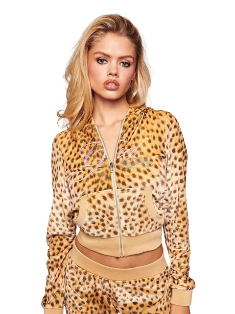 Ensemble veste à capuche zippée et pantalon à imprimé léopard brodé de strass GIA x VON DUTCH 1