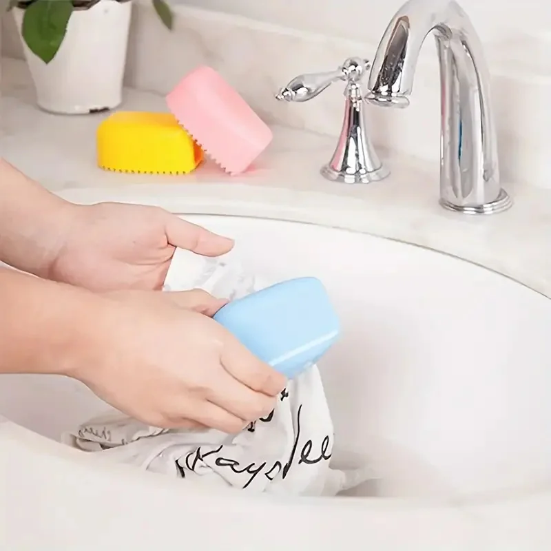 1pc Candy Color Silicone Mini Washboard For Collars Cuffs Non-Slip Flexible Washboard Convenient Scrub Brush Bathroom Supplies