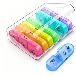 Premium 7 - Day Pill Organizer with Large Compartments - Travel - Friendly, BPA - Free Storage for Vitamins and Supplements (Transparent white)