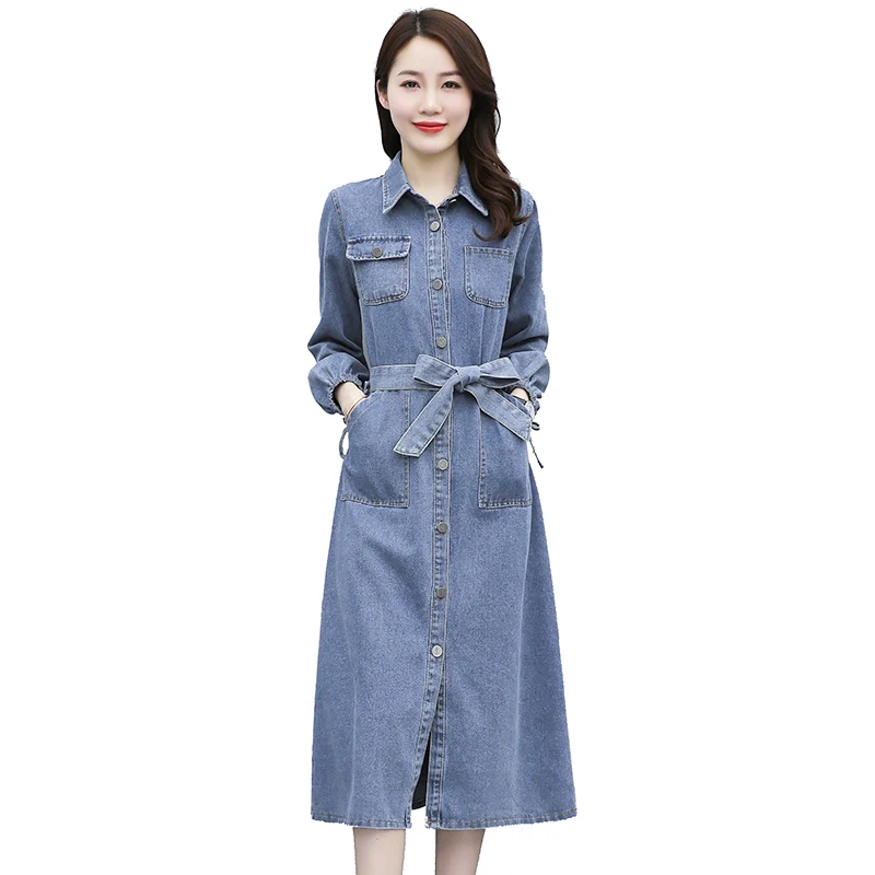 

Denim Dress Women Long Paragraph 2023 Spring And Autumn New Fashion Casual Shirt Dresses For Women Vestidos Feminino