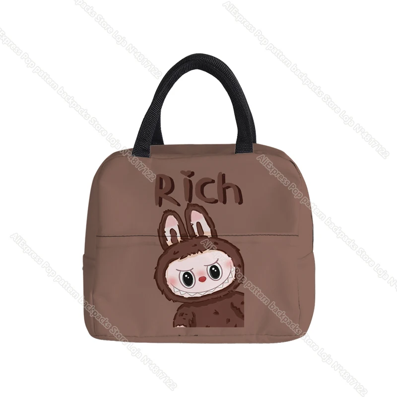 labubu Lunch Bag for Boys Kids Girls Cartoon abubu Waterproof Cooler Lunch Box Tote Insulation Package Portable