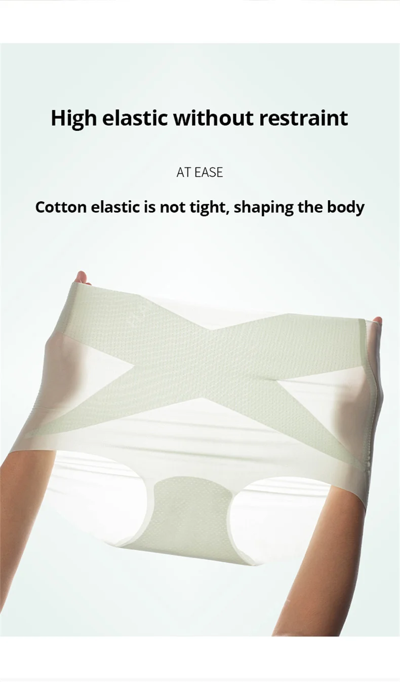 Flarixa 3PCS Seamless High Waist Panties for Women Ultra Thin Ice Silk Panties Comfort Briefs Antibacterial Underwear Underpants