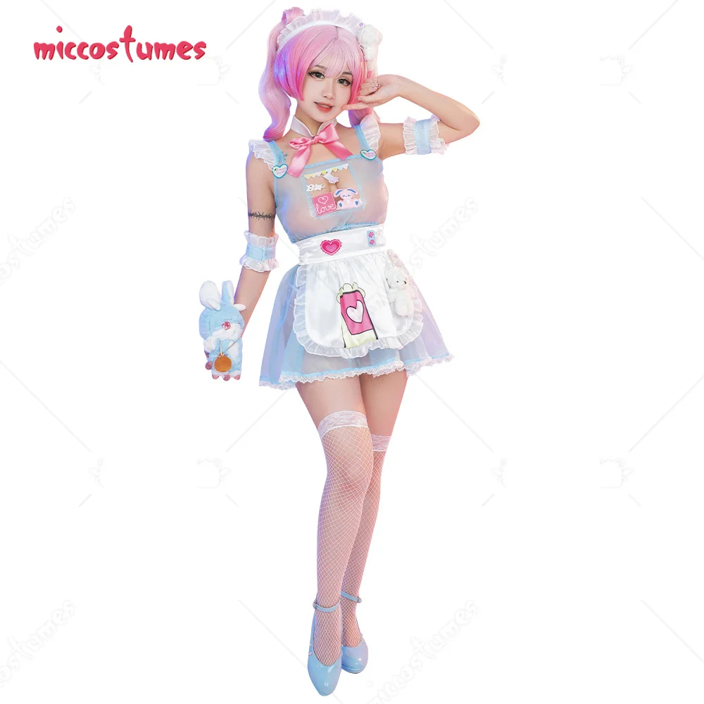 Women Sexy Lingerie Maid Dress Costumes Claw Crane Pattern Ruffle Translucent Kawaii Dress with Bow Stockings and Apron