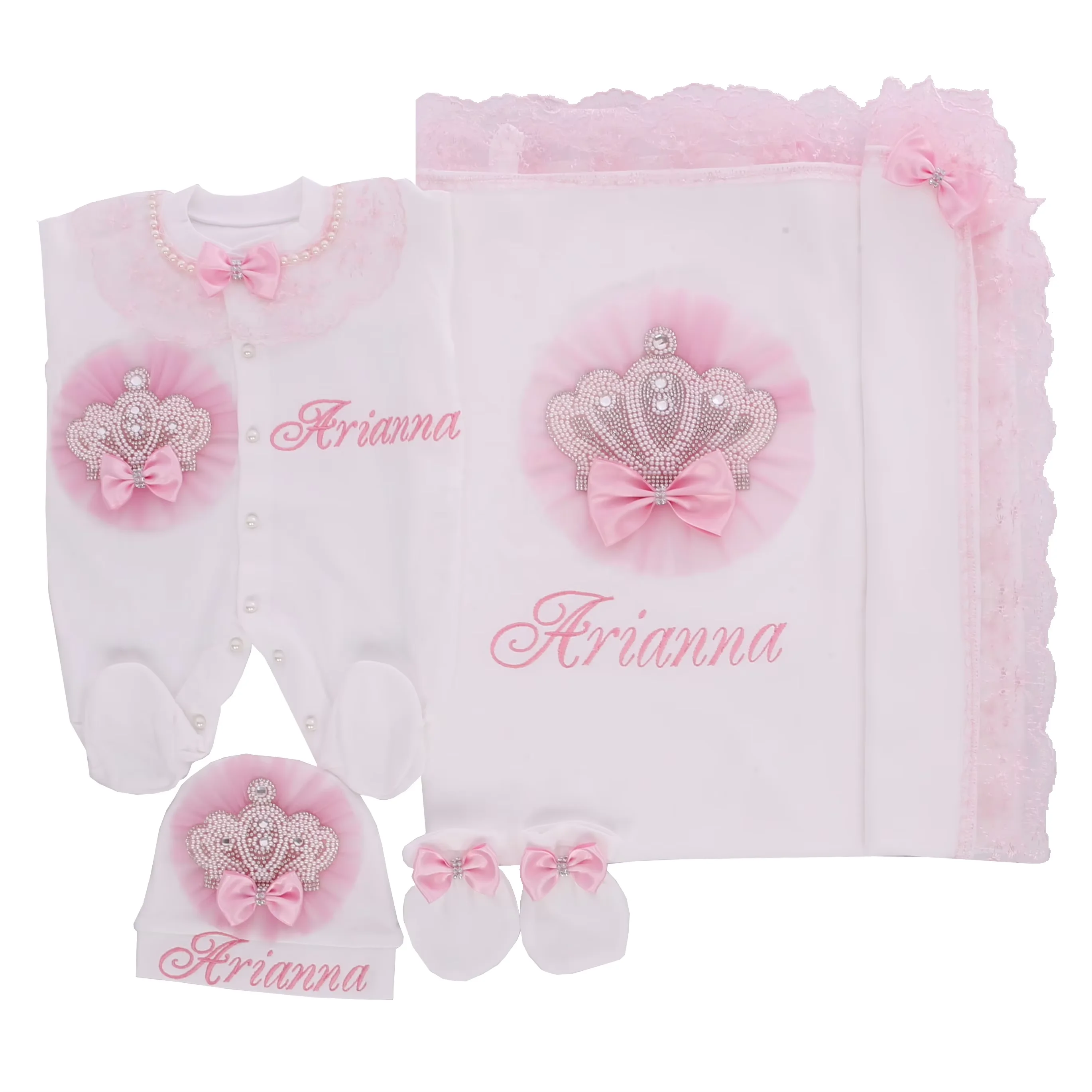 Hospital Exit Newborn Wings Romper & Swaddle Set - Embroidered Blanket and Nursery Bedding Collection