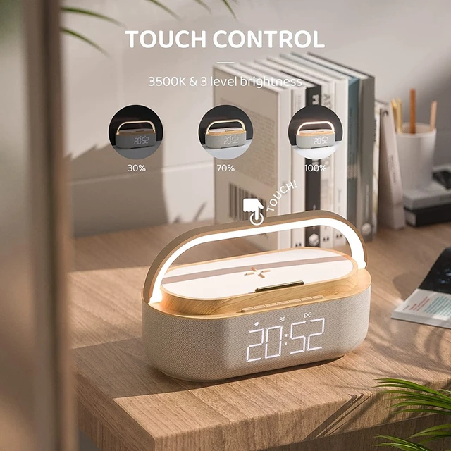 Radio-reveil Numerique avec Haut-Parleur Bluetooth et Chargeur Sans Fil