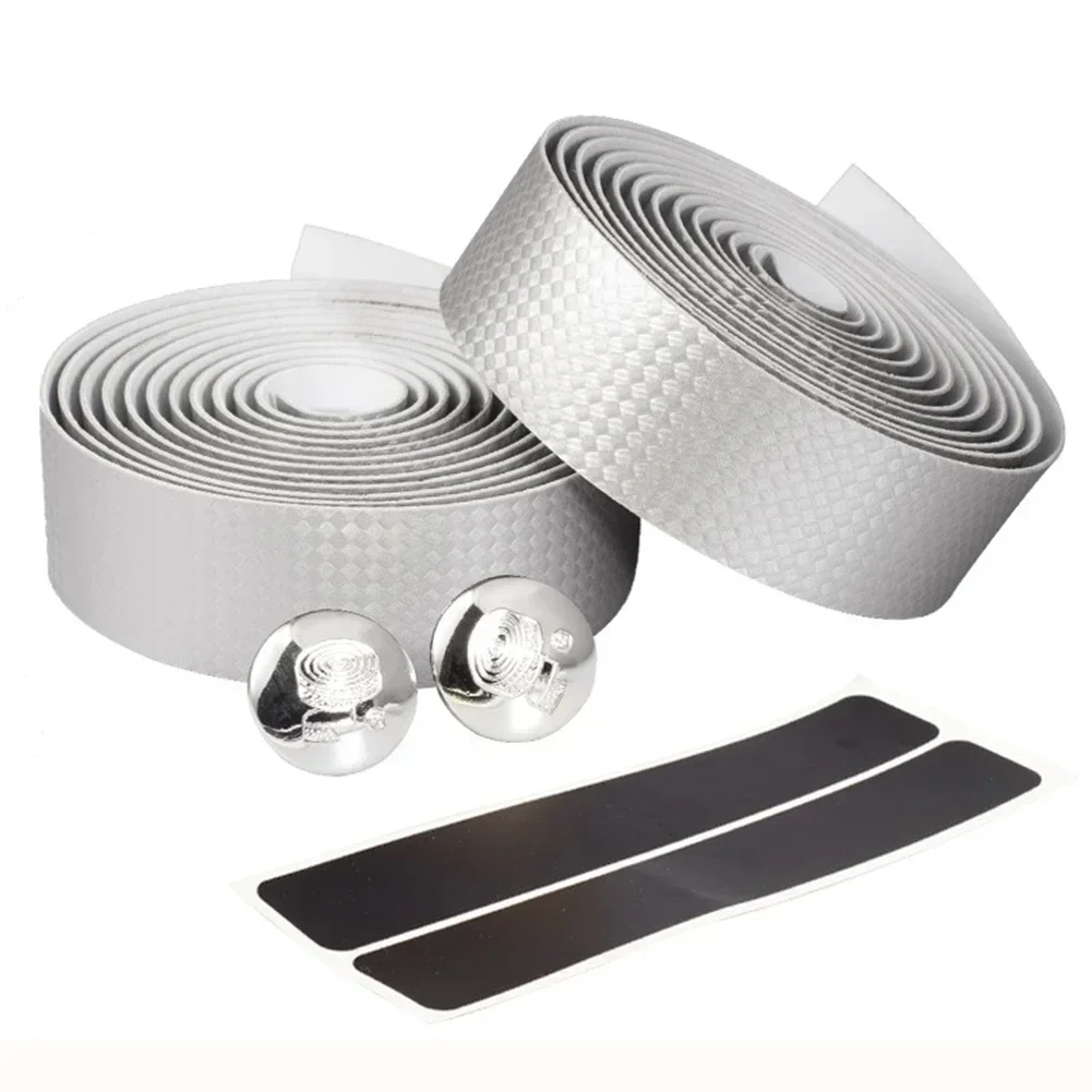 Carbon Fiber PU Leather Road Bike Handlebar Tape Anti-Slip Bar Strap Belt Breathable Elastic Durable Comfortable Bicycle 2PCS