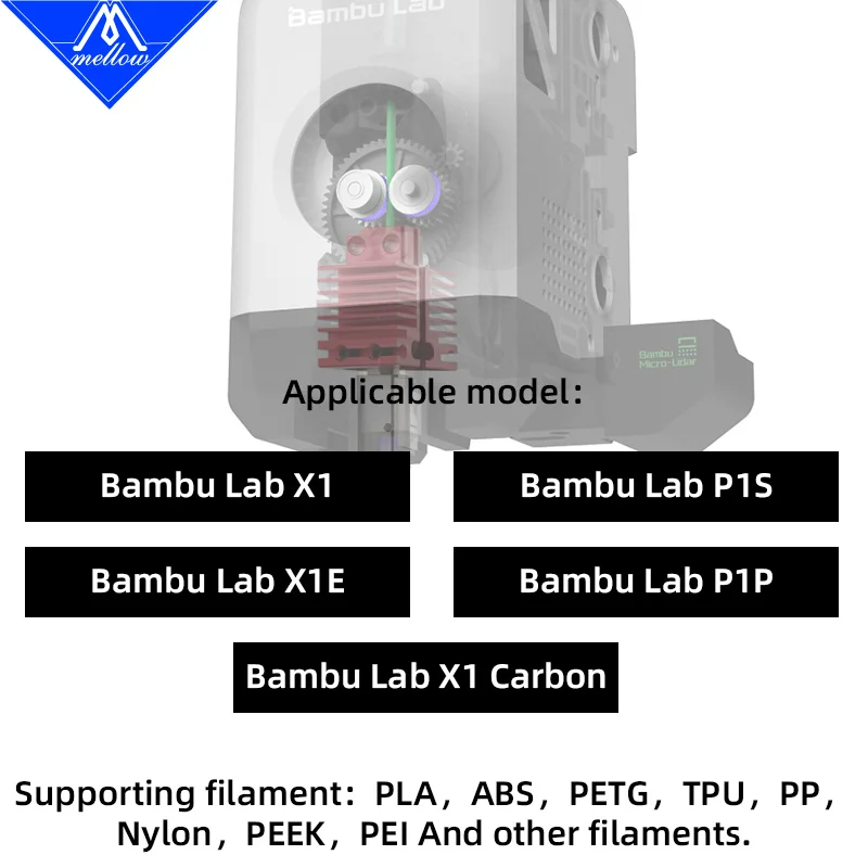 デン Mellow TZ4.0 Premium Hotend For Bambu Lab X1/P1P/P1S Upgrade 3D