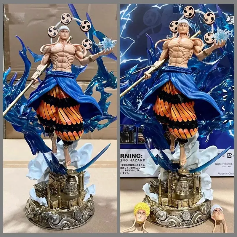 One Piece Enel Thunder God Figure 38cm LED Light Up Statue 2 Heads