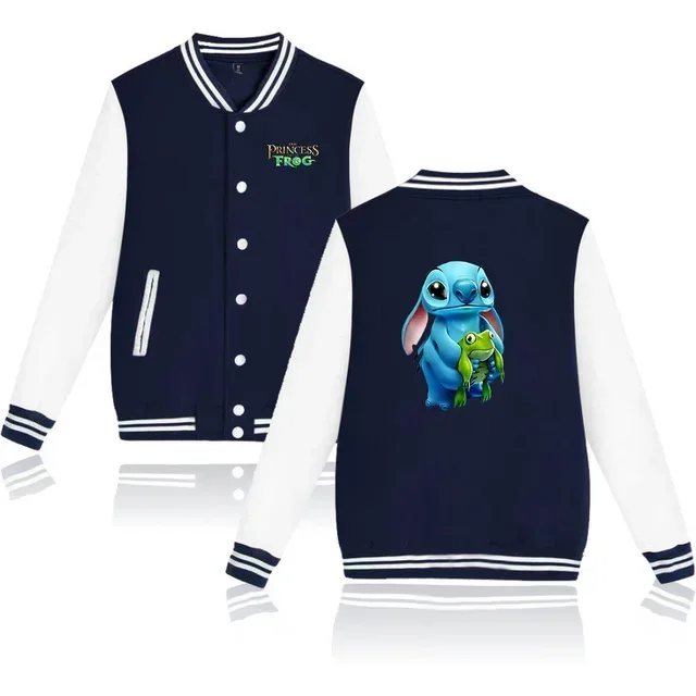 

Disney The Princess and the Frog Varsity Baseball Bomber Jacket Men Women Hip Hop Harajuku Jackets Kids Boys Girls Single Coats
