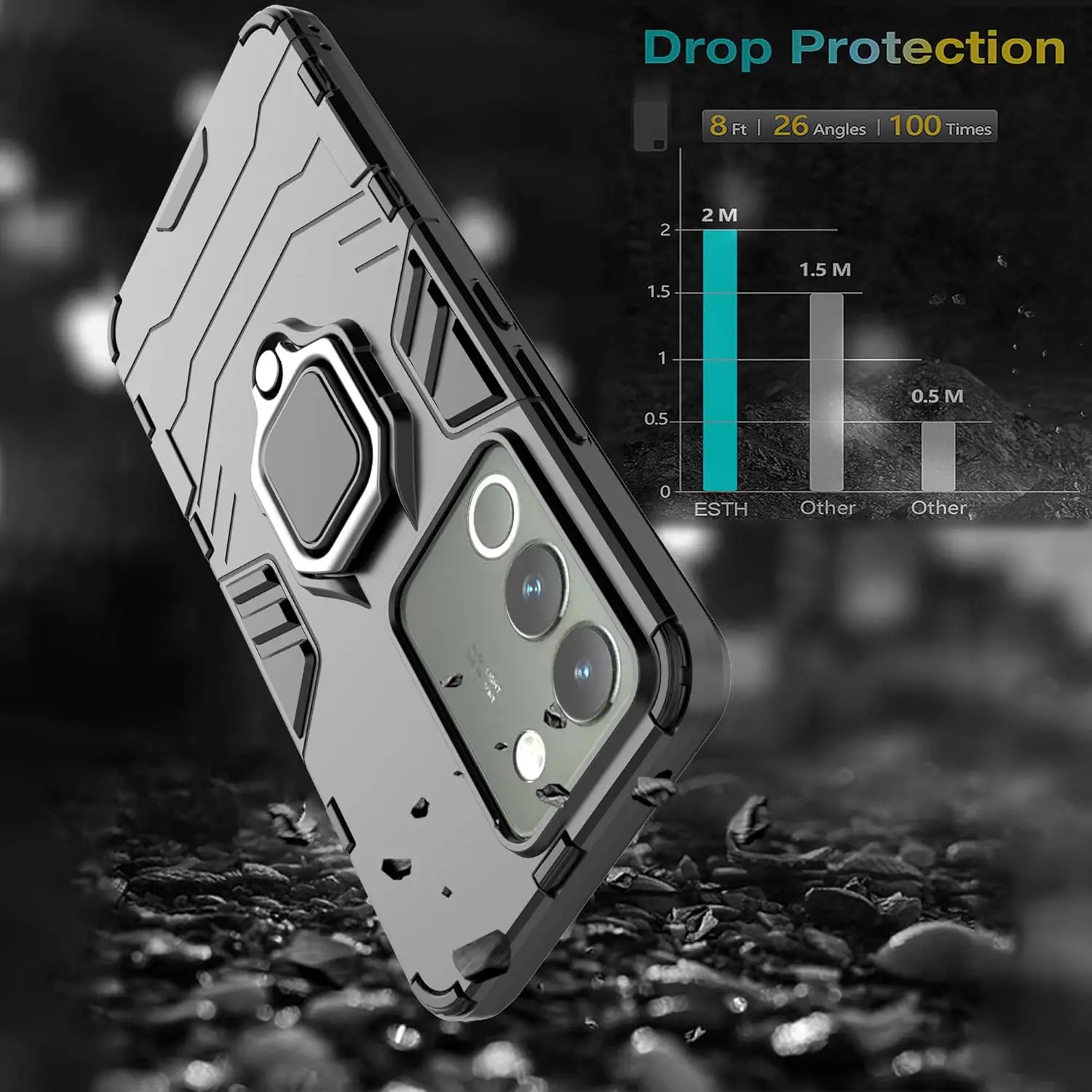 Magnetisk etui til VIVO V40 SE V30 Pro V30e V29 Lite V29e beskyttelsescover med ringholderbeslag skal fundas coque_voghion.com