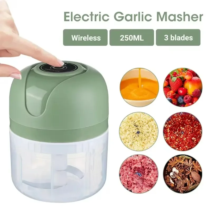 250ML Garlic Masher Electric Meat Mincer Vegetable Garlic Chopper Multi Function Meat Grinder Masher Machine USB Charging electric food chopper electric garlic chopper meat grinder