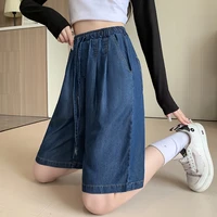Spring Summer Tencel Cowboy Thin Women's Half Pants 2025 New High Waist Lace-up Casual Loose Wide Leg Short for Womens - Image 4