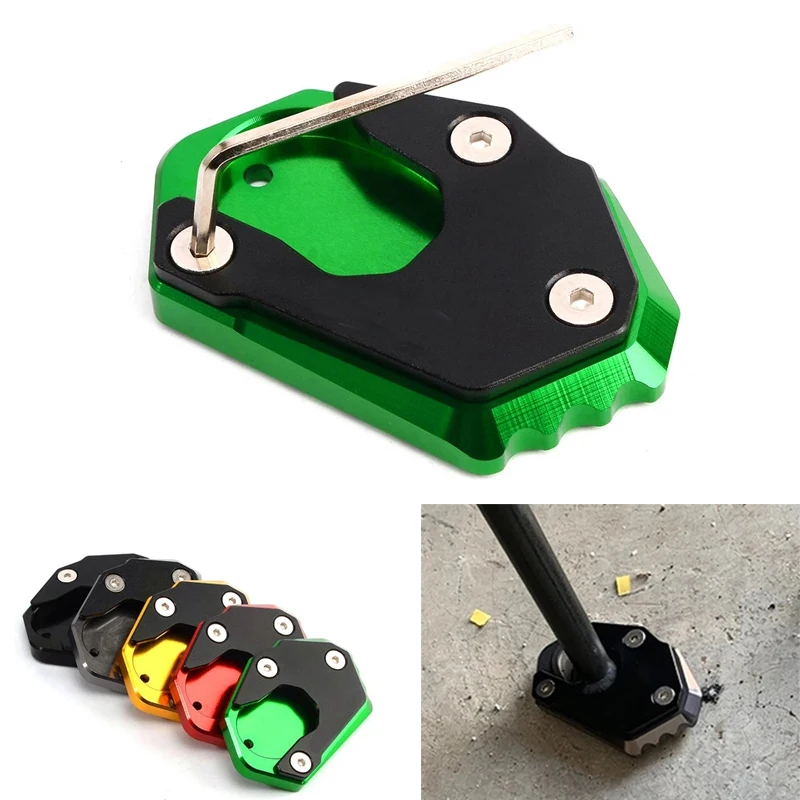 FXCNC CNC Aluminum Motorcycle Kickstand Extension Pad For Kawasaki Concours 14 GTR1400 (2008-2015) & Ninja ZX-14R ZZR1400 (2006-2015) - Black Anodized