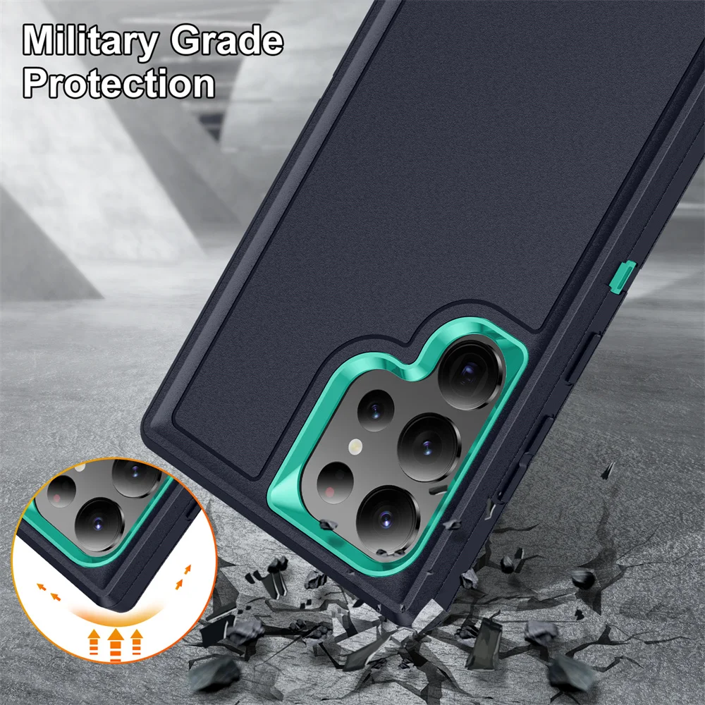 Shockproof Armor Defender Phone Case For Samsung S26 Ultra S24 Plus S23 S22 S21 S20 FE S25 Ultra Hard PC+TPU Stand Protect Cover 5