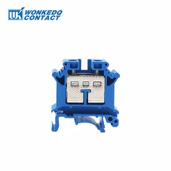 5 - Pack Screw Din Rail Terminal Block, 25mm² Feed - through Electrical Connector - 5 Pcs (UK25 - Blue)