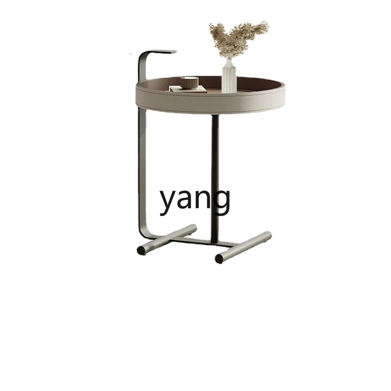 

Yjq Minimalist Saddle Leather Side Table Small Apartment Creative Balcony High-Grade Sense Small round Table Designer