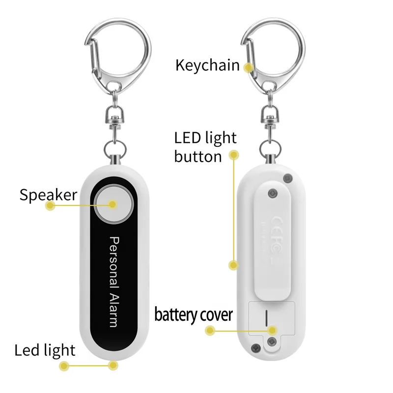 Women's Night Running Back Clip with Lamp Personal Protective Equipment Outdoor Lady Self-defense Alarm Portable Key Chain Alarm