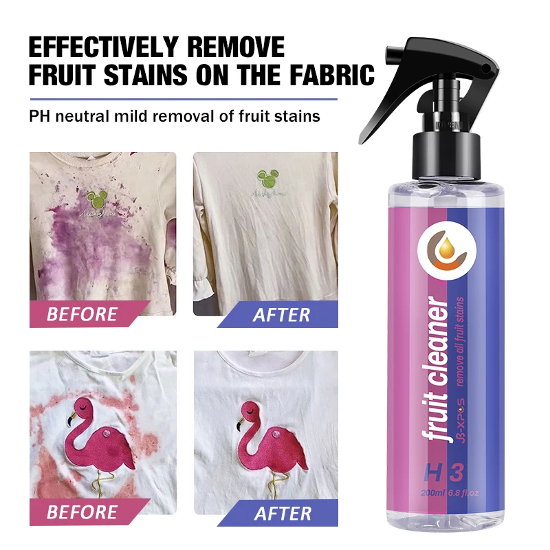 200ML Fruits Stain Remover Clothes Baby Specific Fruits Cleaner Mild Formula No Harm Fabric Washing JB XPCS H3