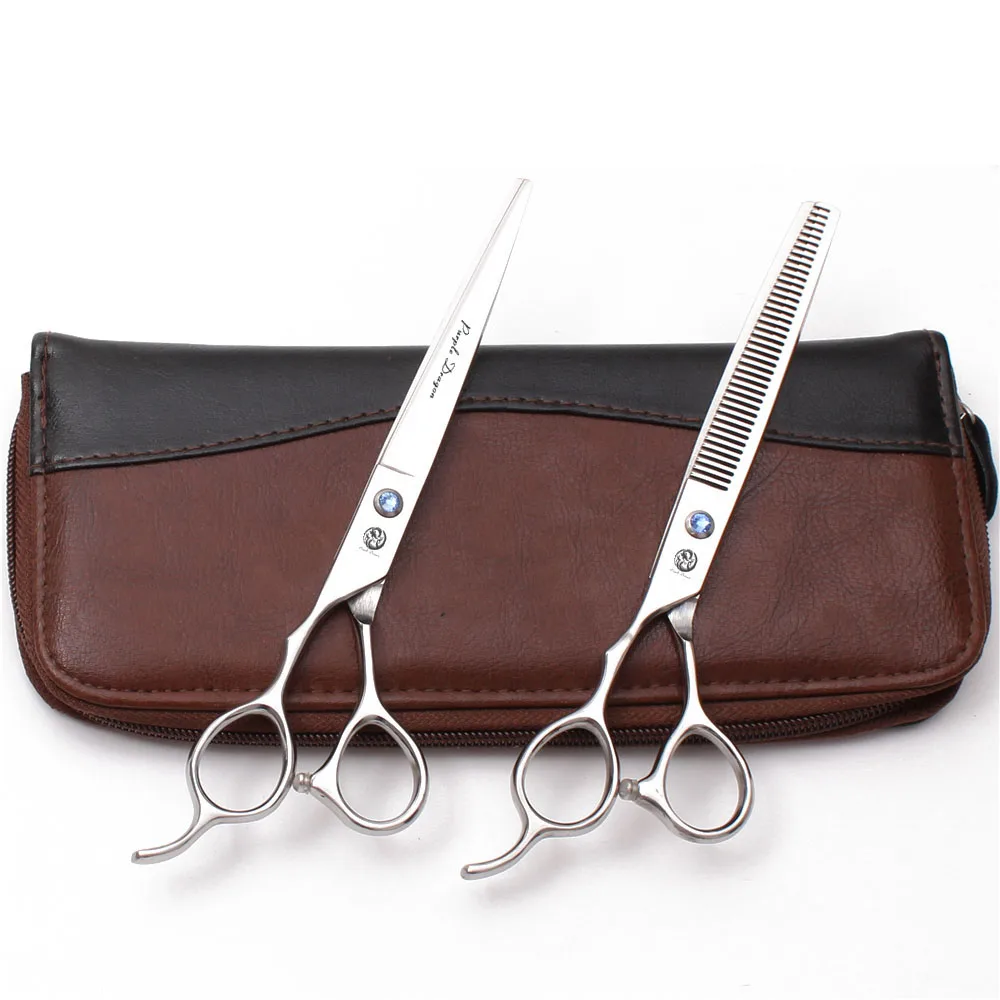Dog Grooming Scissors 7" Left-Hand Stainless Purple Dragon Straight Scissors Thinning Shears Pet Beauty Cat Puppy Z8000