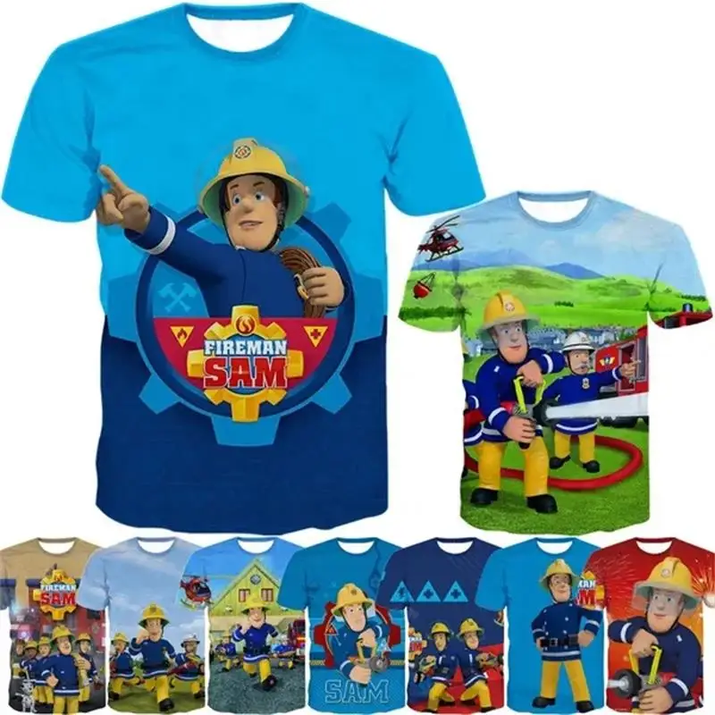 

Anime Kids Tee Shirts 3D Fireman Sam Graphic T Shirt for Men Clothing Pop Hot Sale Boys Short Sleeved T-shirt Funny Kid y2k Tops