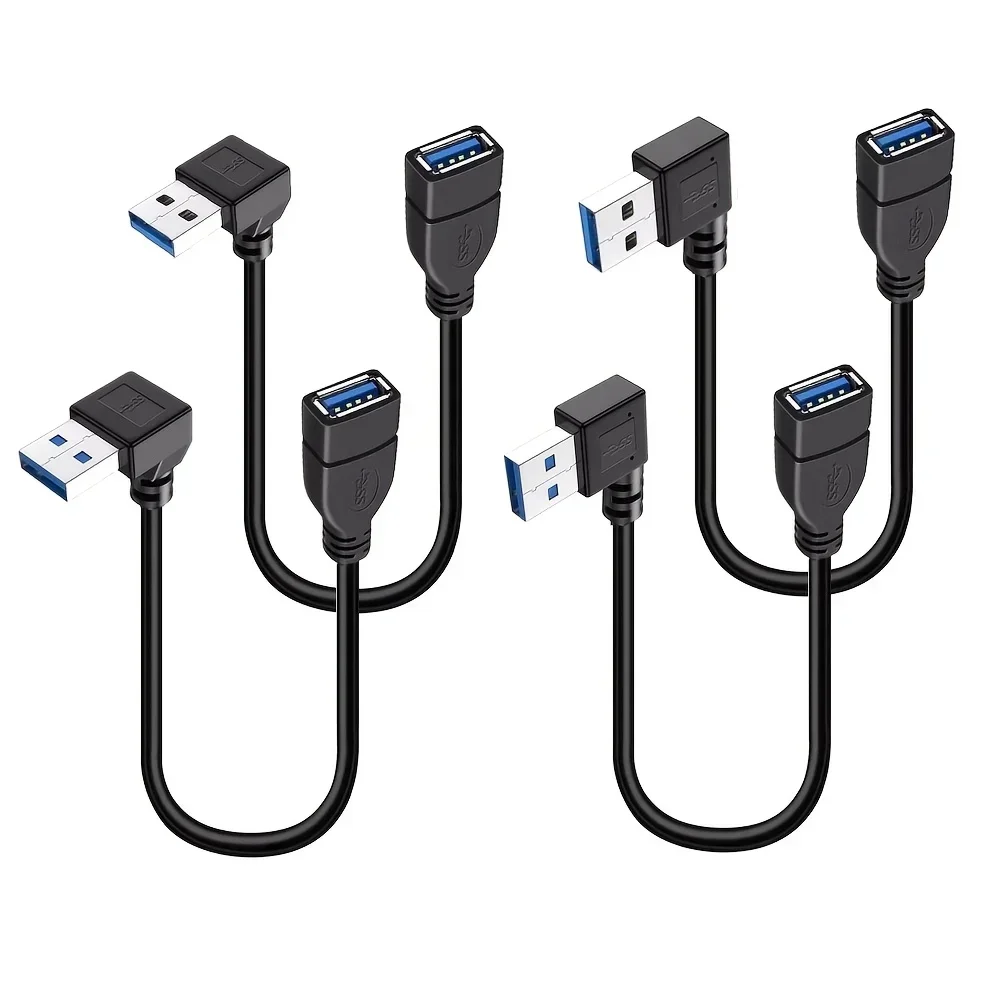 High-Speed USB 3.0 Right Angle Extension Cable with 90° Adapter for Enhanced Data Transfer & Fast Charging