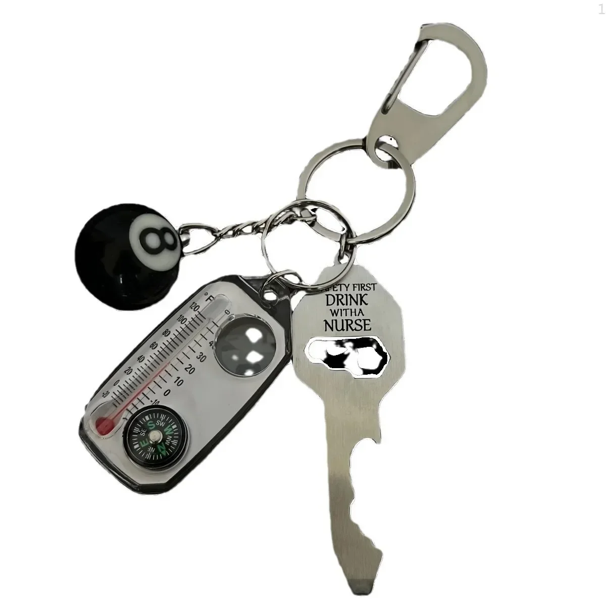 Original Compass Metal Keychain Pendant New Mountaineering Buckle Advanced Multi Functional Waist Accessory Decoration 5