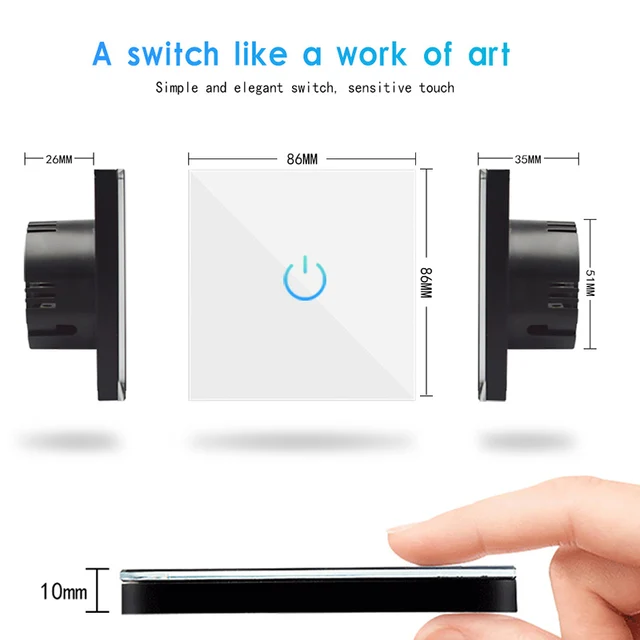 Wall Touch Sensor Light Switch EU Standard 1 Way Wall power sensor