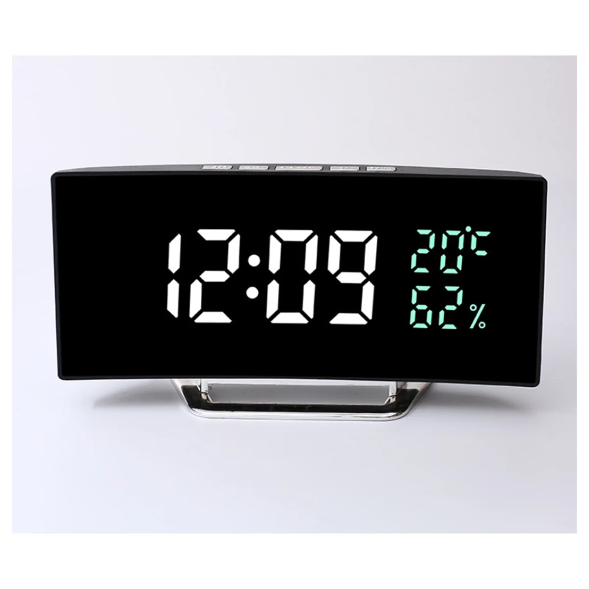 SEMOIC Curved Screen LED Clock with Temperature and Humidity Display Mirror Digital Alarm Clock Multi-Function 7816