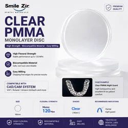 Clear PMMA Monolayer Dental Disc for Temporary Crowns and Bridges (98x18mm clear)