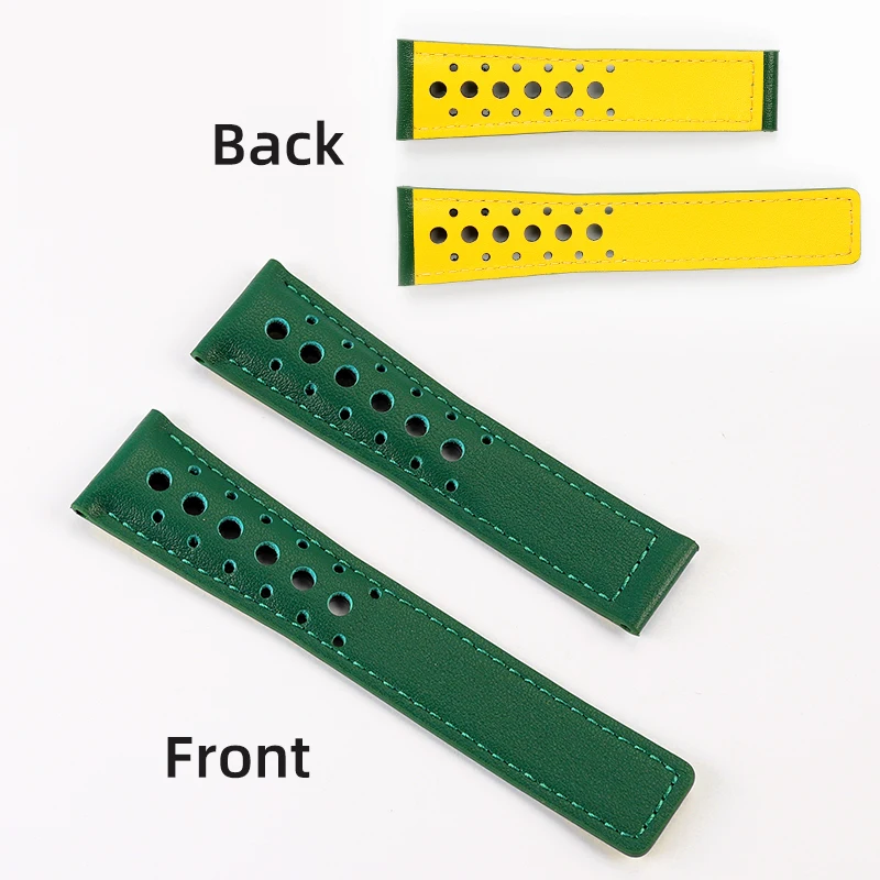 Men's Soft Genuine Cowhide Leather Watchband with Folding Buckle - 22mm, Compatible with Tag Heuer Monaco Series