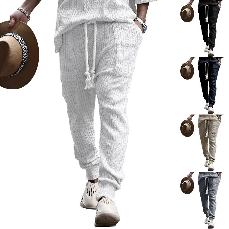 

Осенне-зимние Новые жаккардовые штаны персонализированные мужские повседневные брюки в стиле хип-хоп с большим шнурком