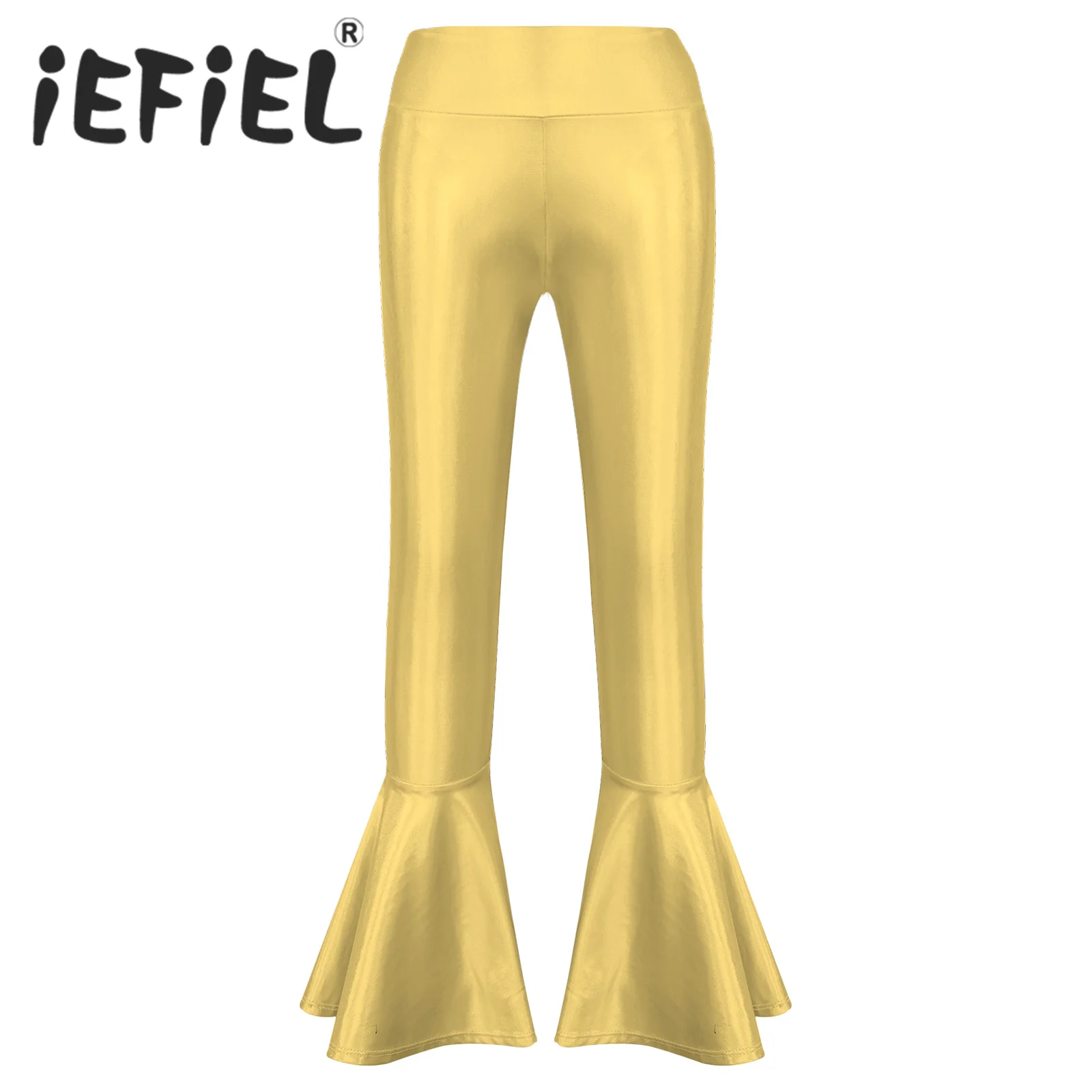 IEFIEL Kids Girls Casual Bell Bottoms Athletic Leggings High